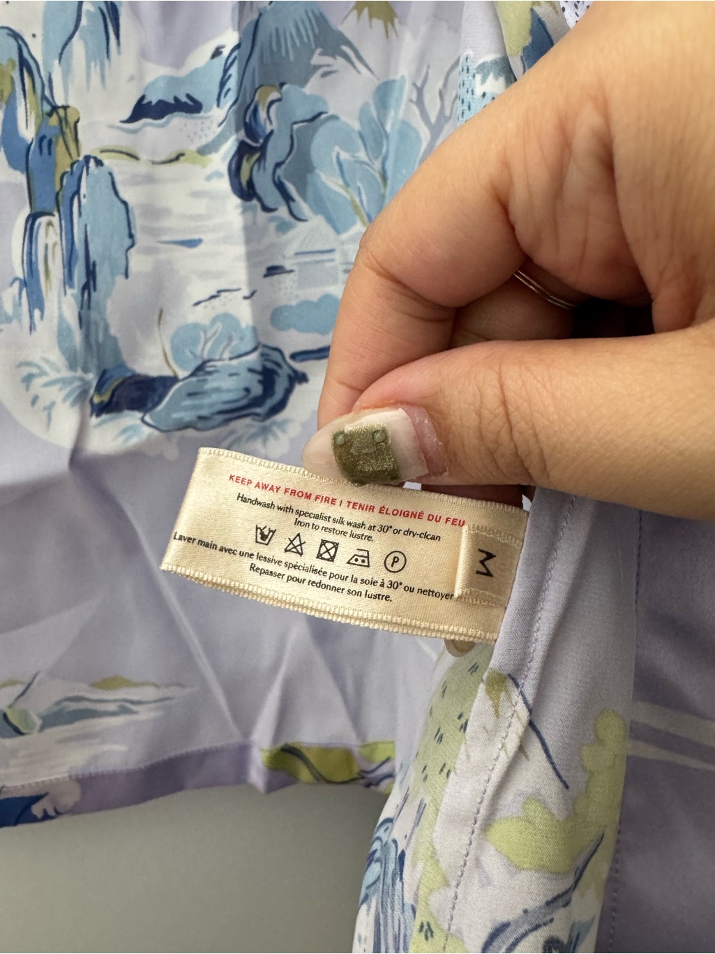 Olivia Von Halle Lavender And Blue Scenic Silk Pajama Set — image 7 of 8